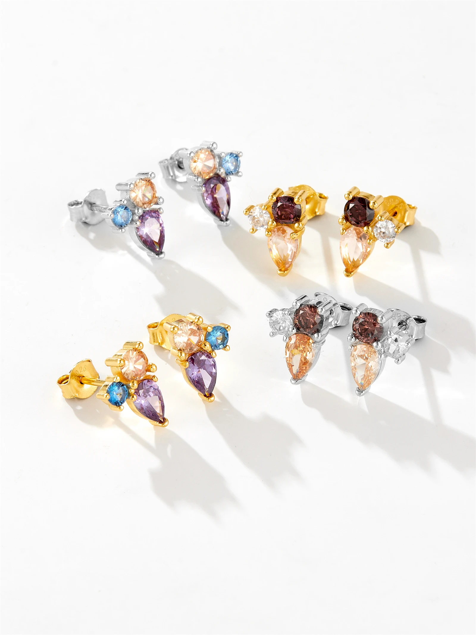 DPLAOPA Women 925 Sterling Silver Muilt Color Zircon CZ Stud Earring 2024 New Luxury Fine Anniversary Gift Vintage Jewelry 4