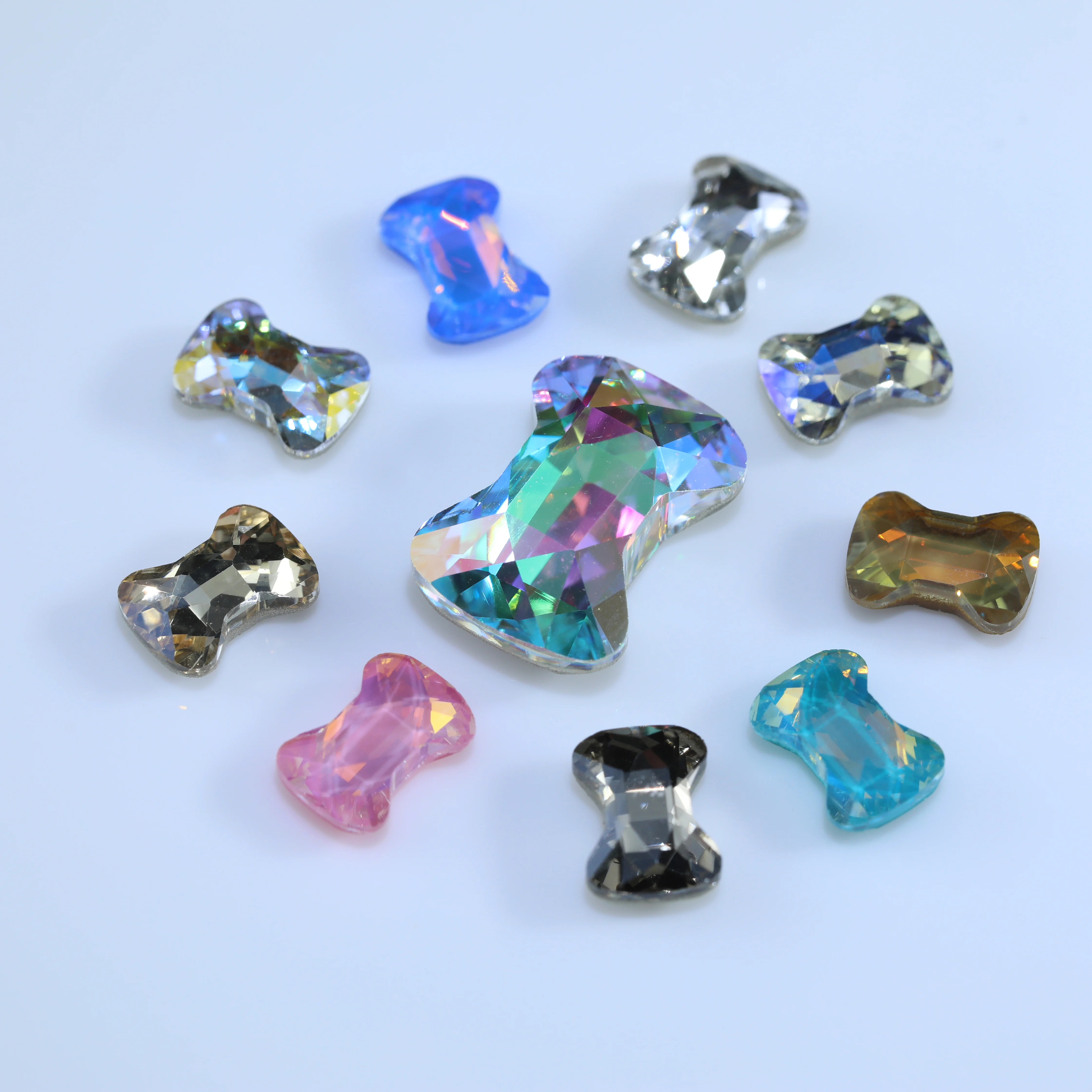 DV4705 Glänzende Kristall-Verzierungsteile mit Schleife, B-Punkt-Rückseite, Krallensteine für DIY-Haarschmuck, Nagelkunst, Taschen, Schuhe, Hochzeitskleider – Detail 2
