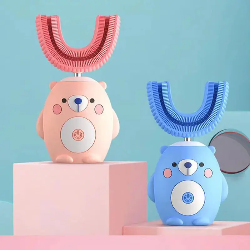 Spazzolino Sonic Electric per bambini a 360 ° per bambini a forma di U automatico in Silicone Smart Timer ricaricabile IPX7 spazzolino da denti per bambini