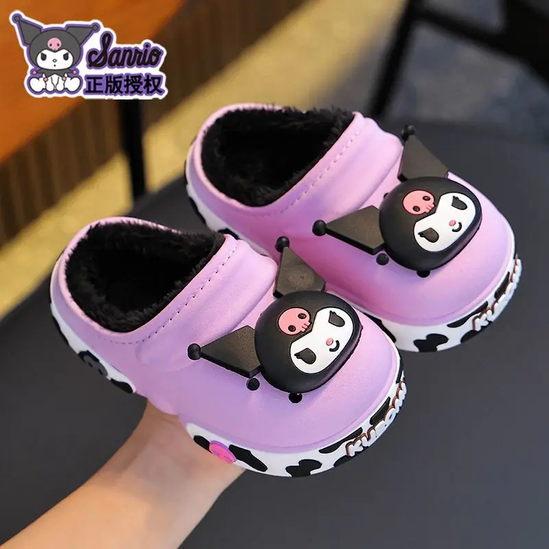 Kuromi بلدي ميلودي سانريو الشتاء حذاء للأطفال الاطفال الأسنان الفتيات فروي النعال حذاء داخلي الأحذية طفل فتاة الرضع الطفل المنزل