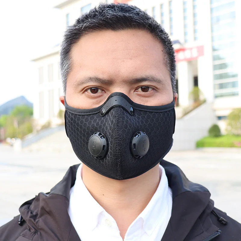 Outdoor Washable Gauze Mask, Breathable, Activated Carbon, Filter Disc, Dust-Proof, Anti Haze, Bike Masks