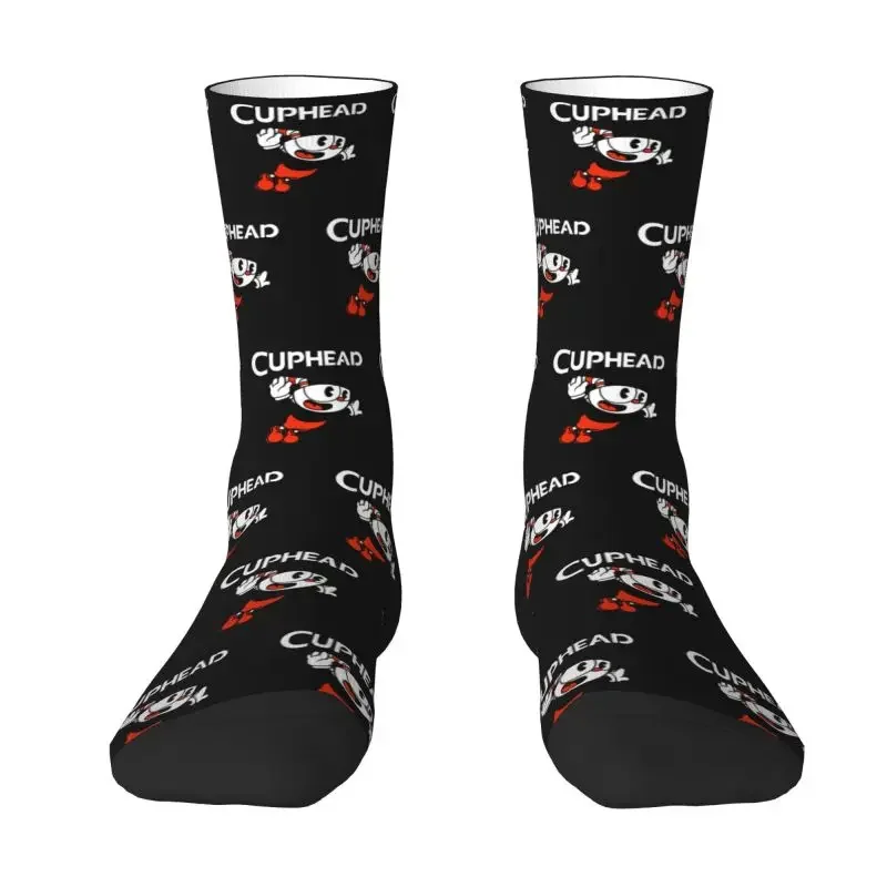 

Cool Mens Cuphead Dress Socks Unisex Breathbale Warm 3D Printing Cartoon Game Crew Socks