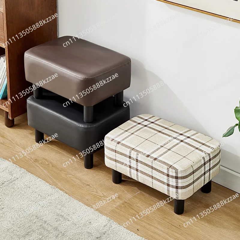 Rectangle Foot Stool Linen Sofa Foot Rest Stool Household Change Shoe Stool Small Low Footstool For Home Living Room Entryway