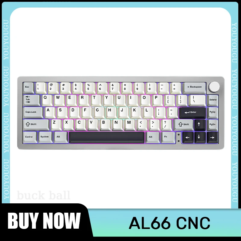 

AL66 Aluminium Keyboards Wireless Bluetooth/2.4g/Wired Hot Swap Gasket Mounted Rgb Backlight Mechanical Gaming Keyboard For Pc