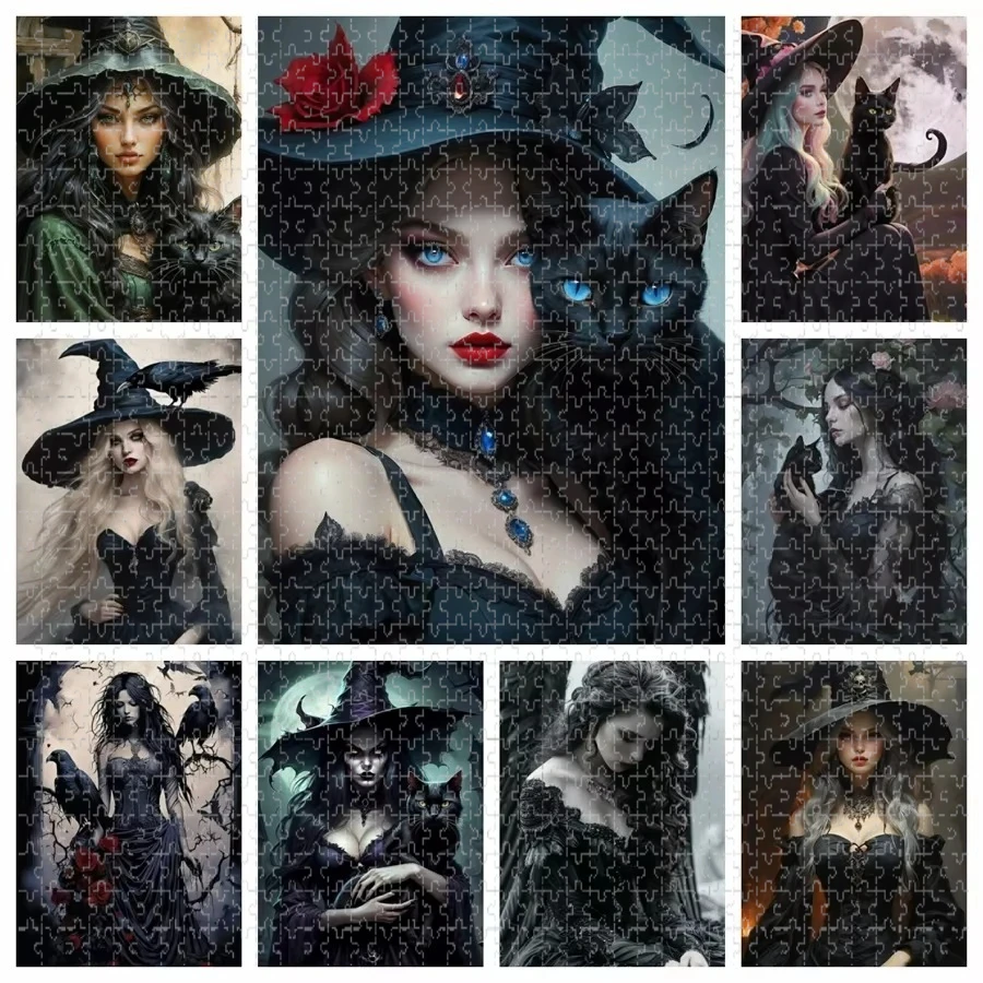 

1000 PCS Puzzle Magic Witch Black Cat Diy for Adults Beginners - Handmade, Gifts Home Decoration Games Children's toys