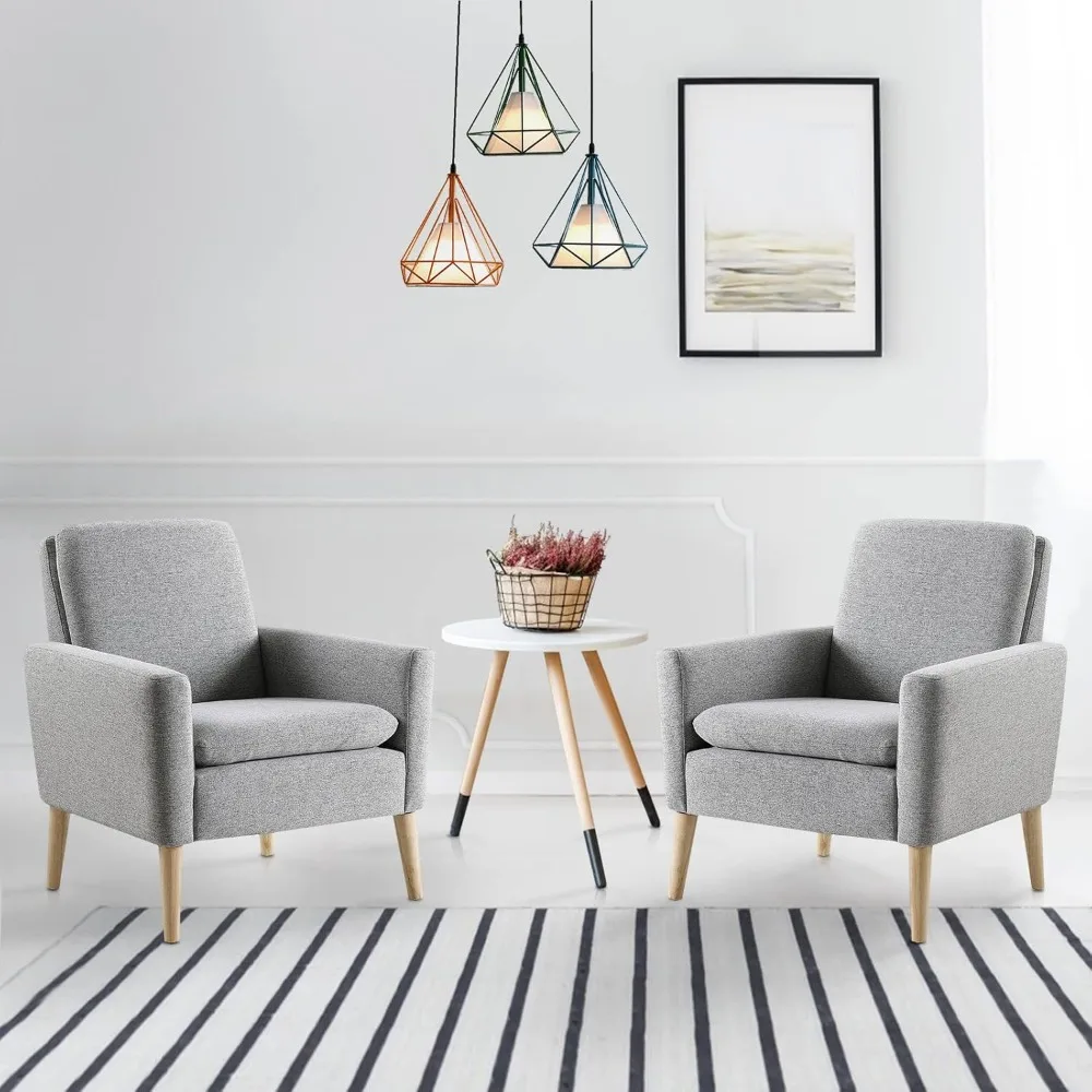

Fabric Upholstered Comfy Armchair Mid Century Modern Chair for Living Room, Bedroom, Dorm Furniture
