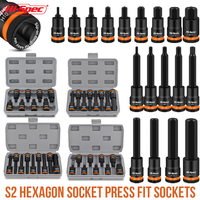 Hi-Spec 1/2 Inch Drive Impacts Socket Set Hex Bits, Air Allen Driver H4-H17 Size Chrome Sockets Set For Auto Repair,Hand Tool