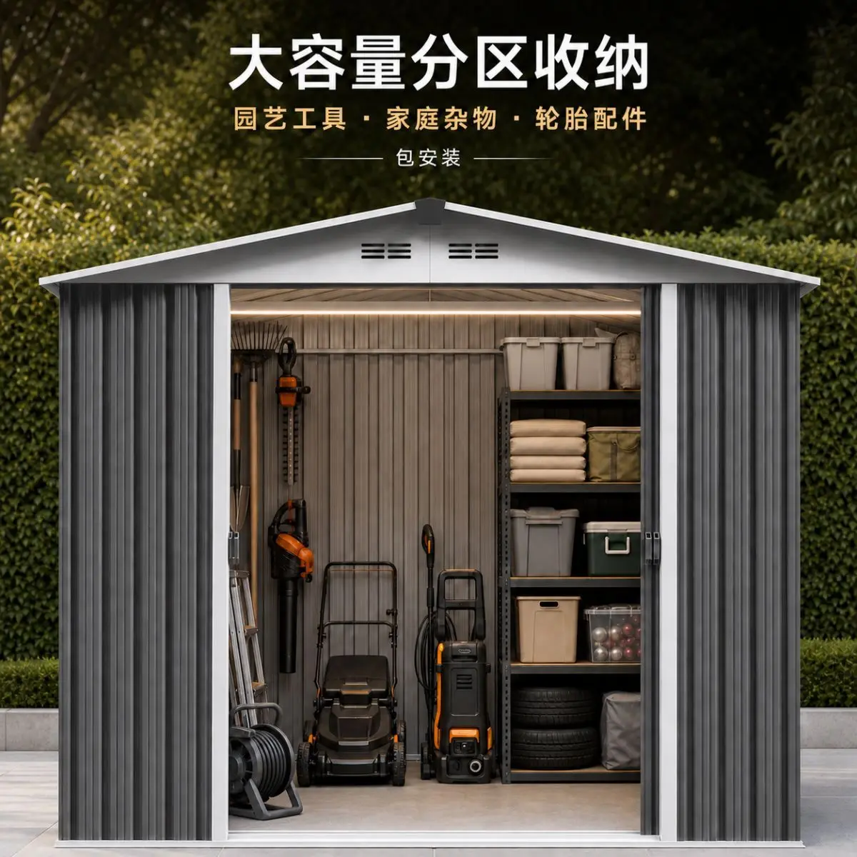 Outdoor tool room, garden, courtyard room, roof simple room assembly, utility room, rainproof assembly