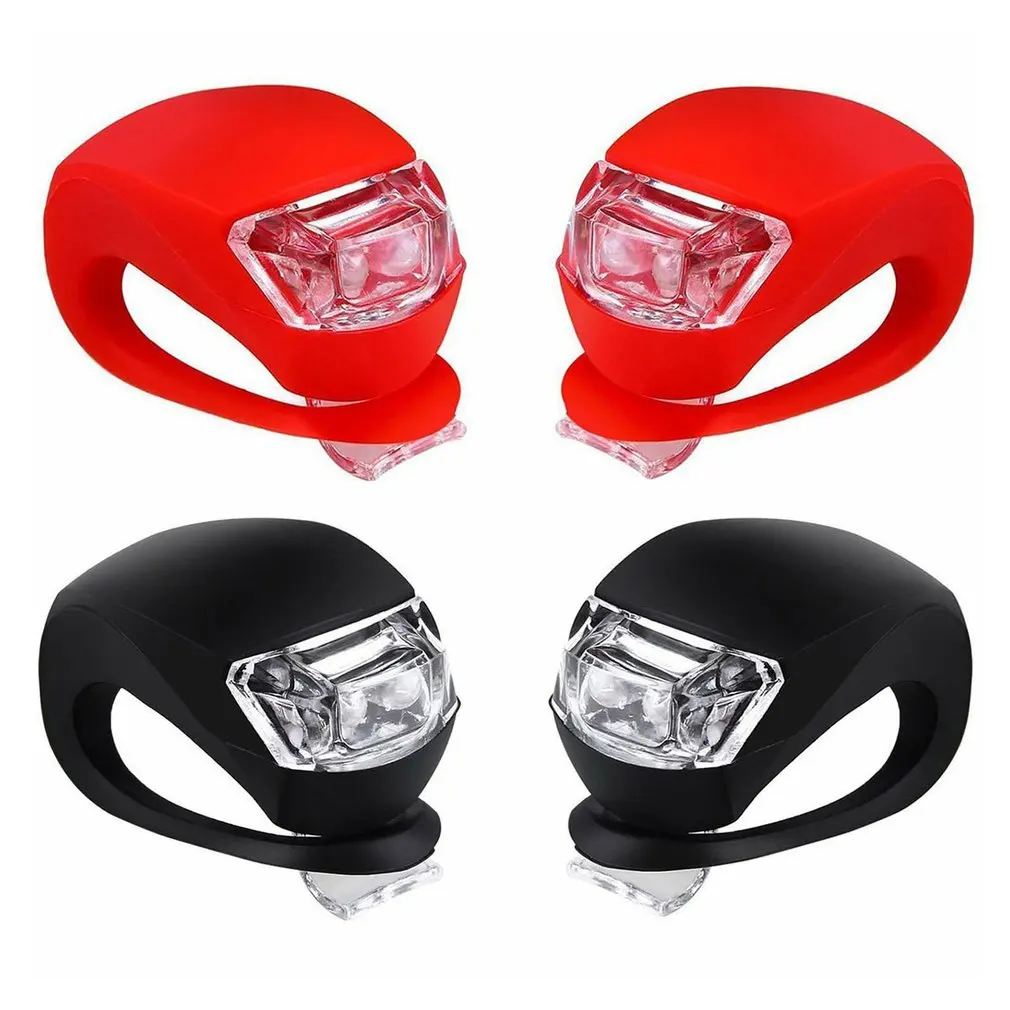 

4Pcs/Set LED Silicone Bicycle Front Rear Light Set 3 Modes Waterproof MTB Mountain Road Bike Cycling Headlight Tail Warning Lamp