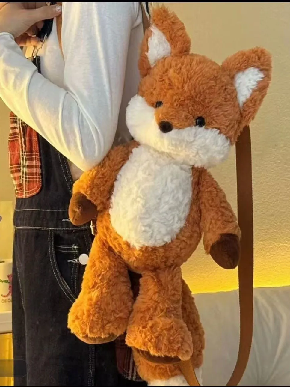 Kawaii Running Fox Doll Pluche Rugzak Leuke Fox Doll Grote Capaciteit Rugzak Draagbare Reizen Decoratieve Tas