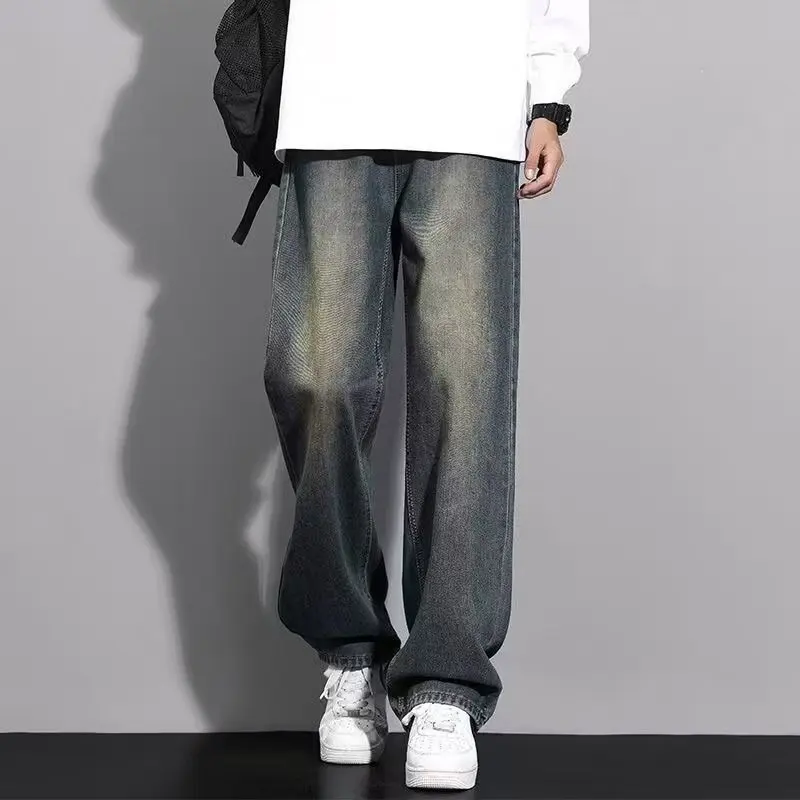 سروال رعاة البقر بنفس النمط للرجال والنساء، كلاسيكي متدرج اللون، زوجين الشباب في الفصول الأربعة، أنبوب مستقيم أمريكي قديم