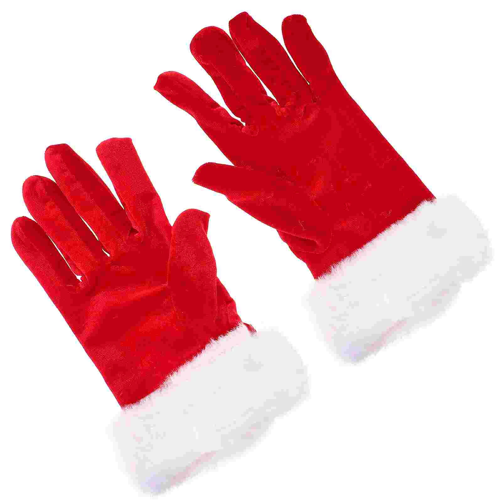 

Short Gold Velvet Christmas Party Etiquette Performance Gloves Women's Warm Full Finger Mittens Prom