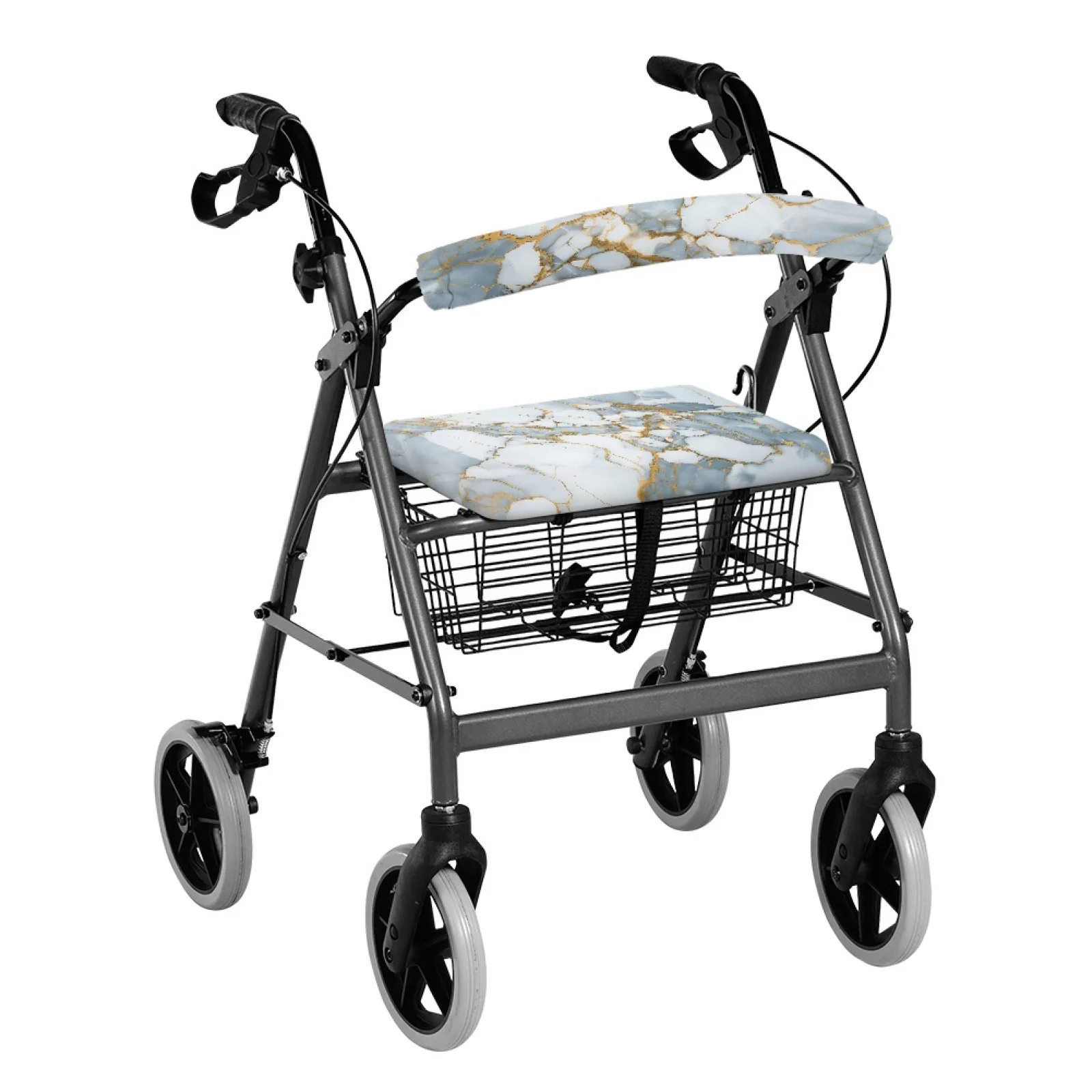 Coloranimal Adjustable Portable 2 Pcs Rollator Seat Cover Set for Senior for Neighborhoods Marble Theme view 2