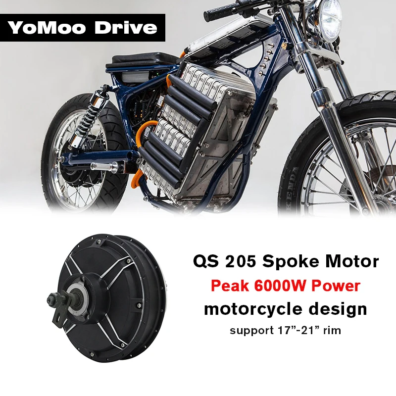 

QS 205 200mm 3000W Peak 6000W Dropout Spoke Hub Motor Waterproof for Electric Motorcycle
