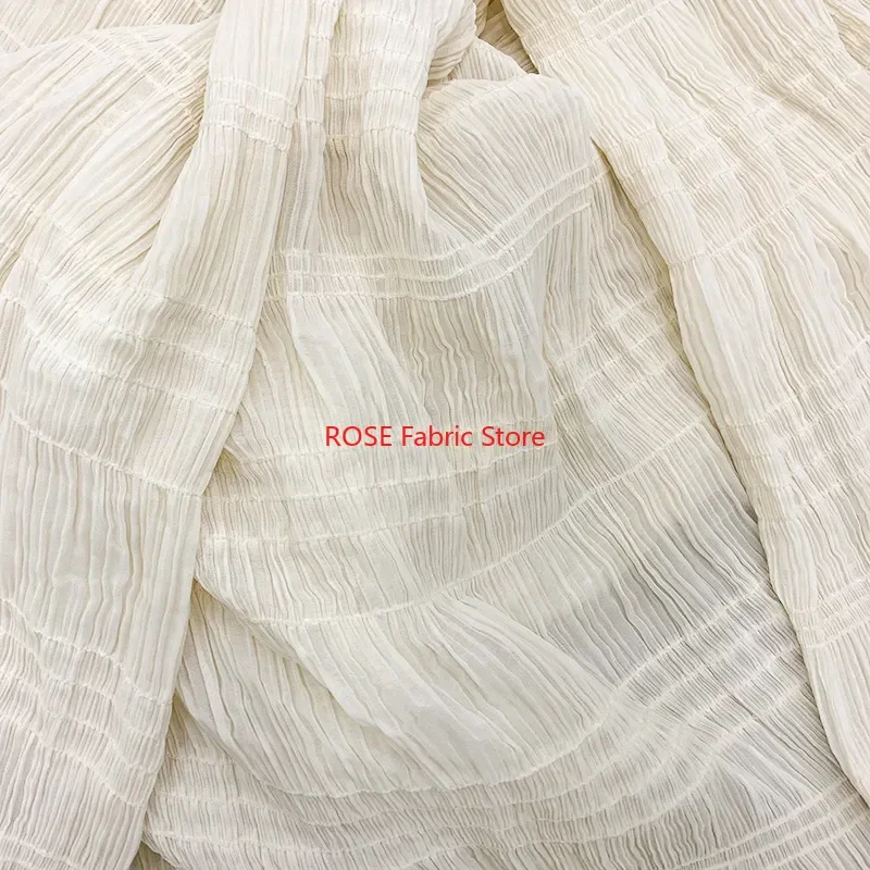 블라우스, 레이스 탑, 봄 드레스, 비치 드레스, 패션쇼용 주름 줄무늬 프릴 스팽글 스트레치 쉬폰 원단