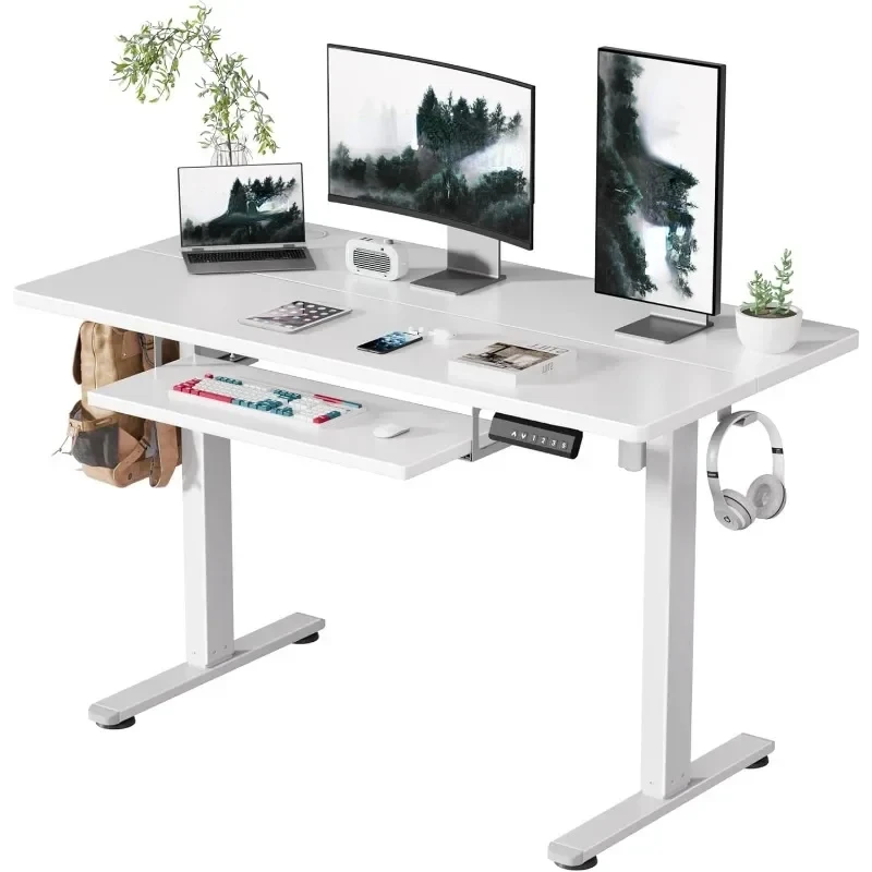 

Electric Standing Desk with Keyboard Tray, Adjustable Height Stand Up Desk for Home Office, 48x24 Inches Sit Stand Desk