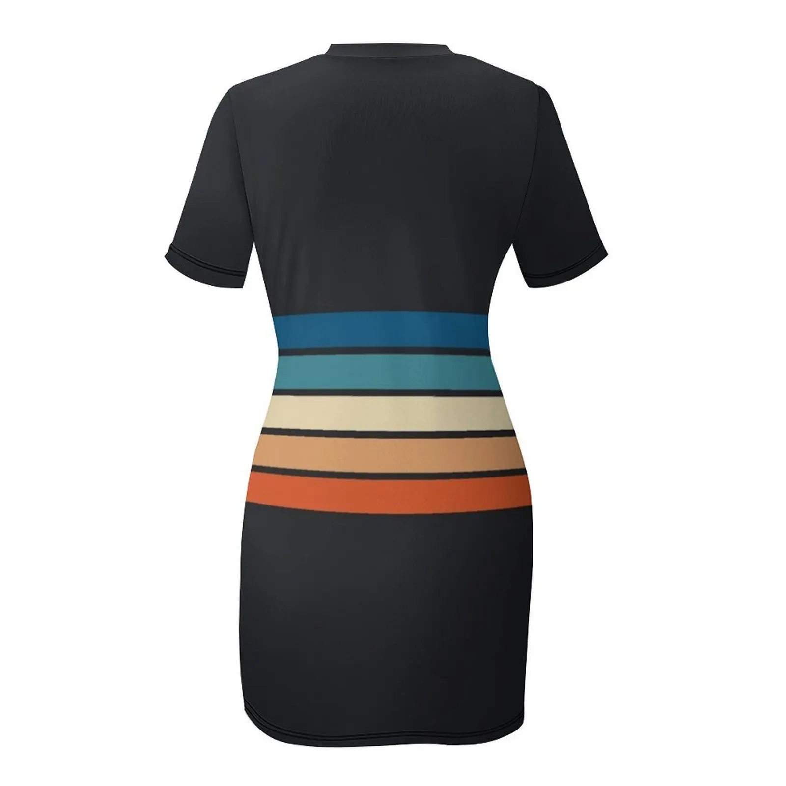 70s Vintage Retro Stripes Short Sleeved Dress dress women summer 2025 prom dress 2025 elegant dresses for women