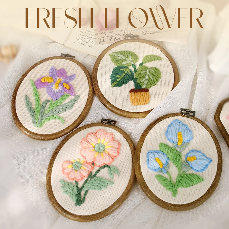 

Complete Needlework Kit for Beginners - DIY Floral and Autumn-Themed Embroidery Crafts, Including Sunflower and Rose Patterns