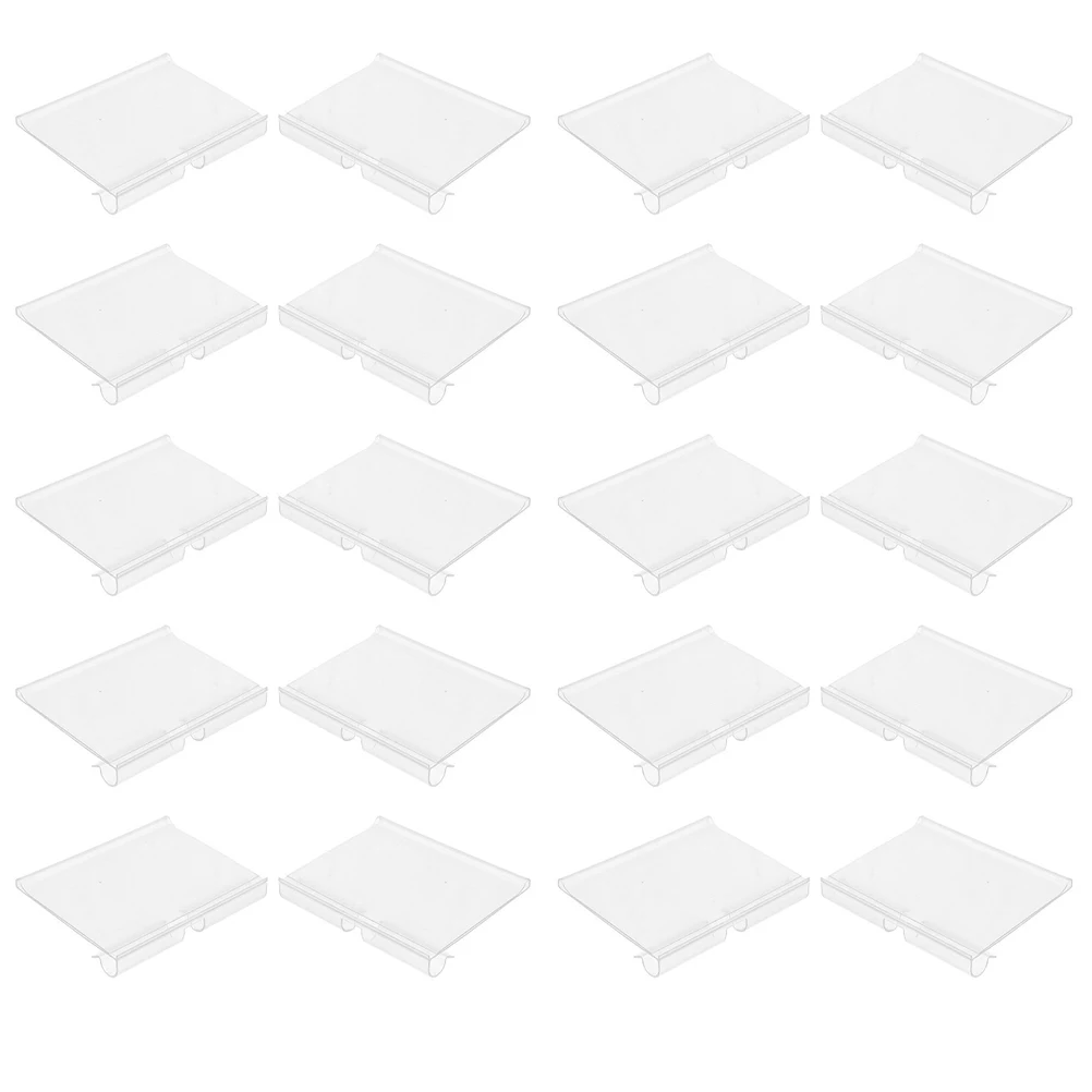 

50pcs Shop Price Tag Sign Stands Supermarket Display Stands White Pvc Label Holders For Wire Shelves Clear Tag