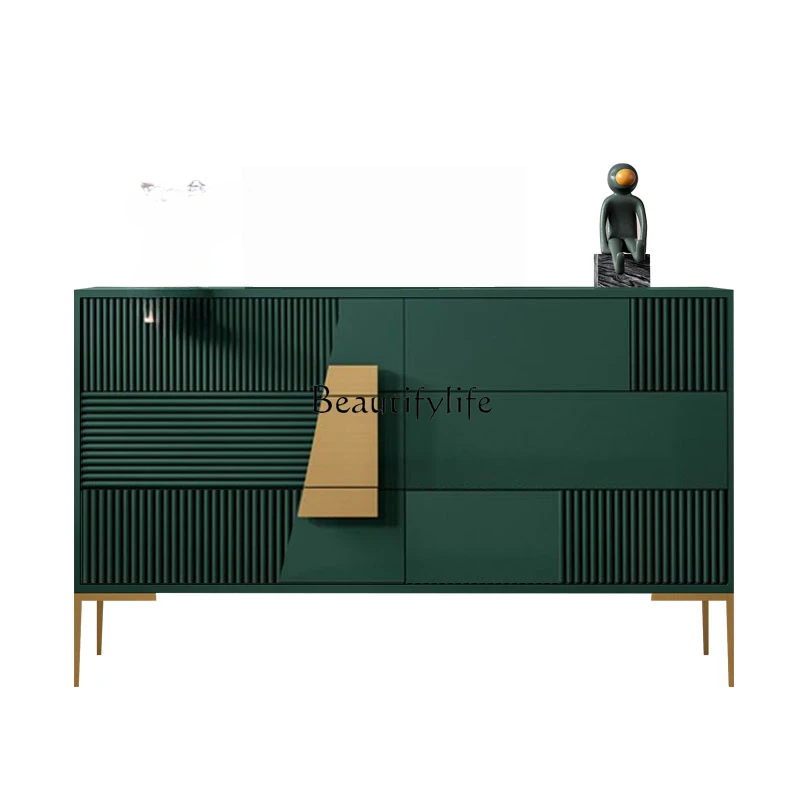 Italian solid wood chest of drawers light luxury modern storage locker six-bucket cabinet against the wall