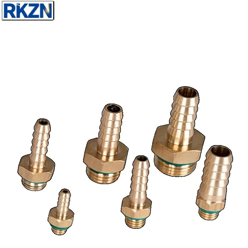 5PCS Brass Male Thread Hose Barb Fitting with O-Ring, High Pressure Pneumatic Air Water Pipe Connector M5 M6 M8 M10 G1/8 G1/4