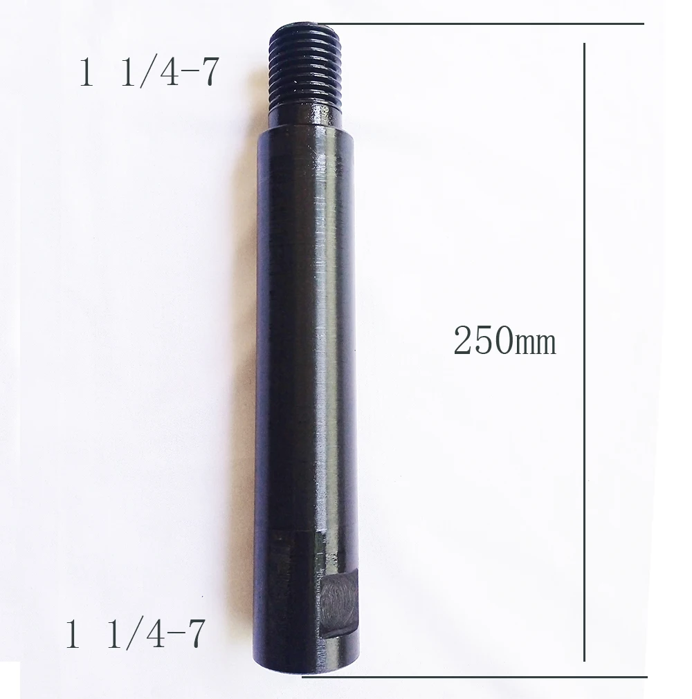 250mm Length Extension Connecting Rod of Diamond Wet Core drill  Male 1 1/4-7 UNC to Femal 1 1/4-7 UNC Thread