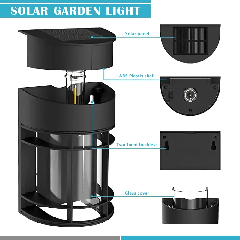 Applique solare a LED, luce per recinzione, luce decorativa per cortile solare, illuminazione per esterni impermeabile, illuminazione per esterni a