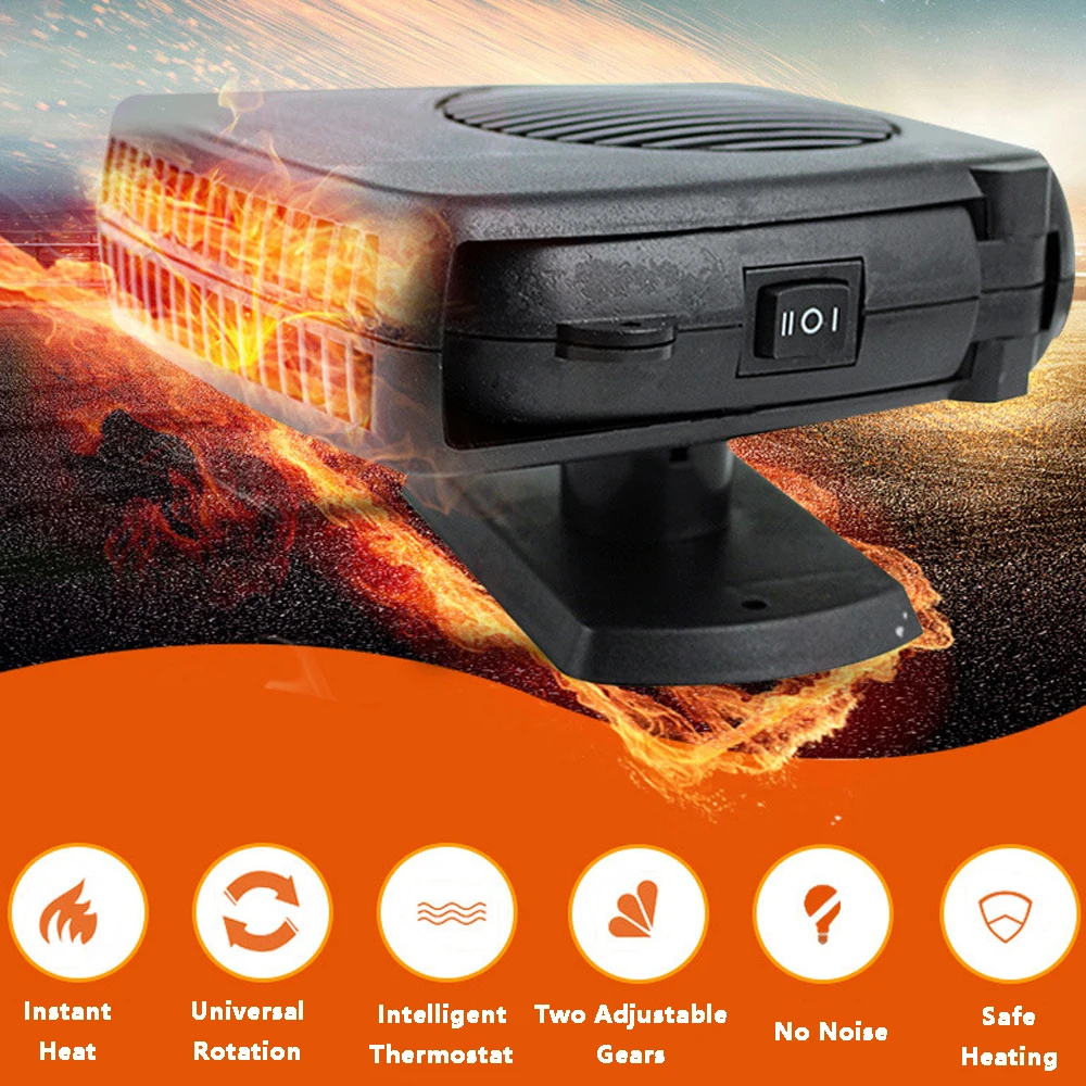 Car Heater Portable Car Heater Fan 12V/24V 150W 200W Windshield Fast Heating Defrost Defogger Car Anti-Fog Heater