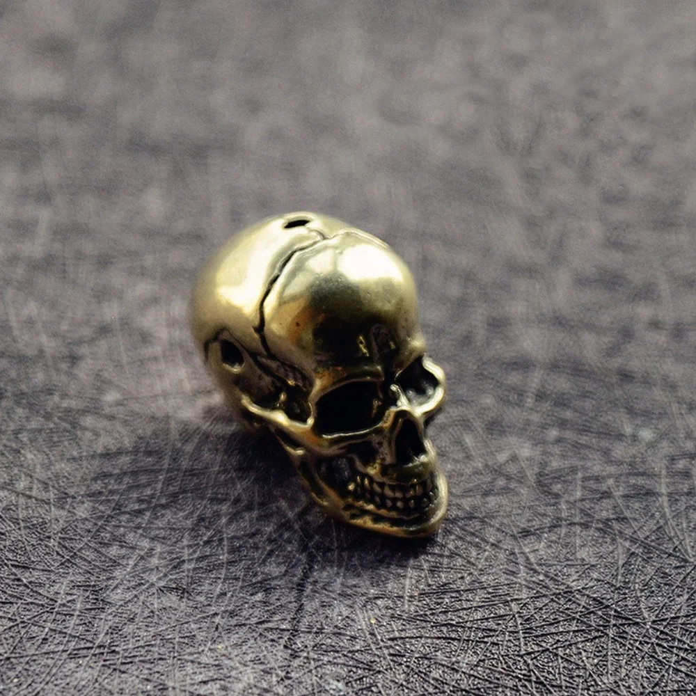 Brass Skull Retro Style Skull Statue with Holes DIY Accessory Decoration