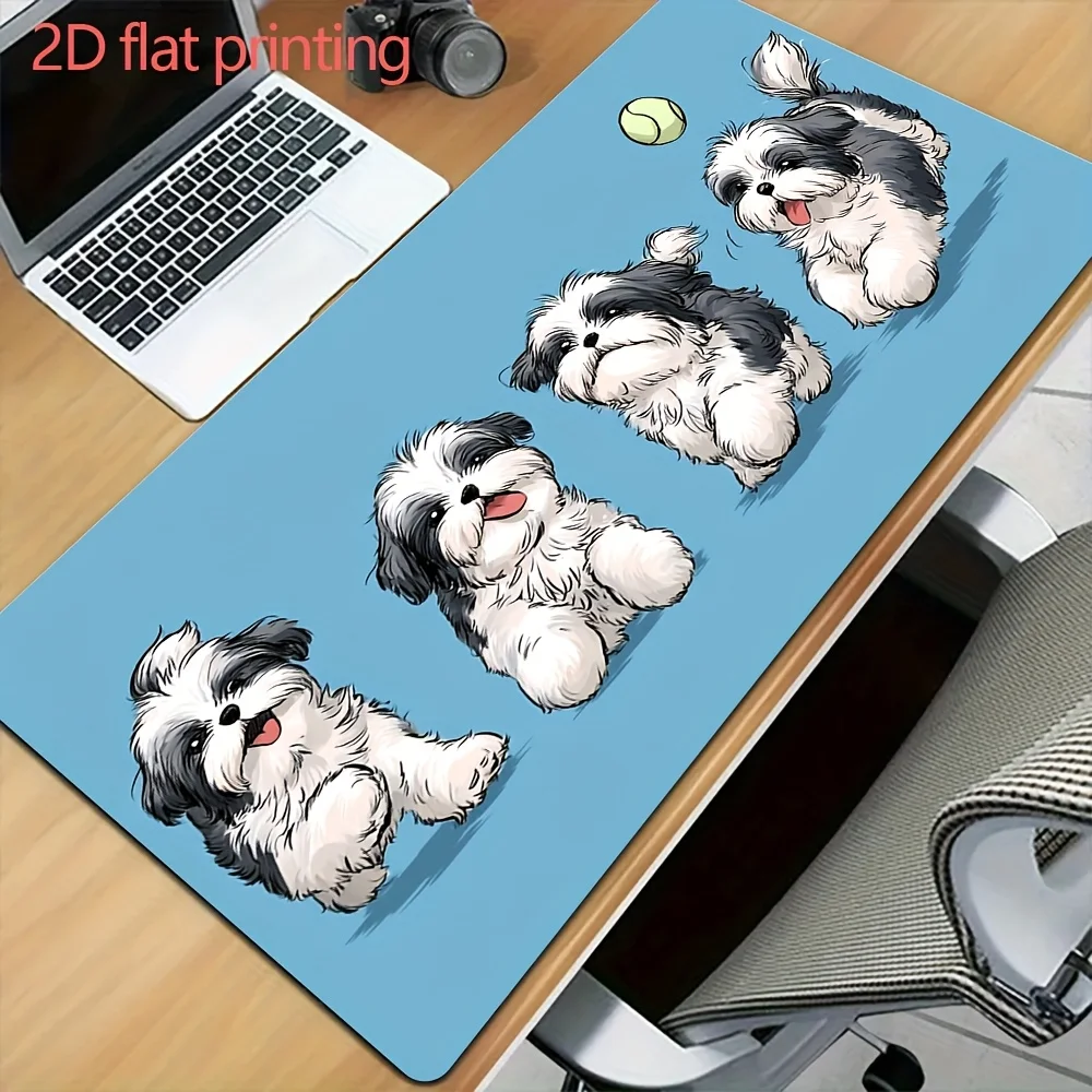 Playful Shih Tzu with Tennis Ball Mouse Pad, Large Gaming Desk Mat, Smooth Surface Keyboard Pad