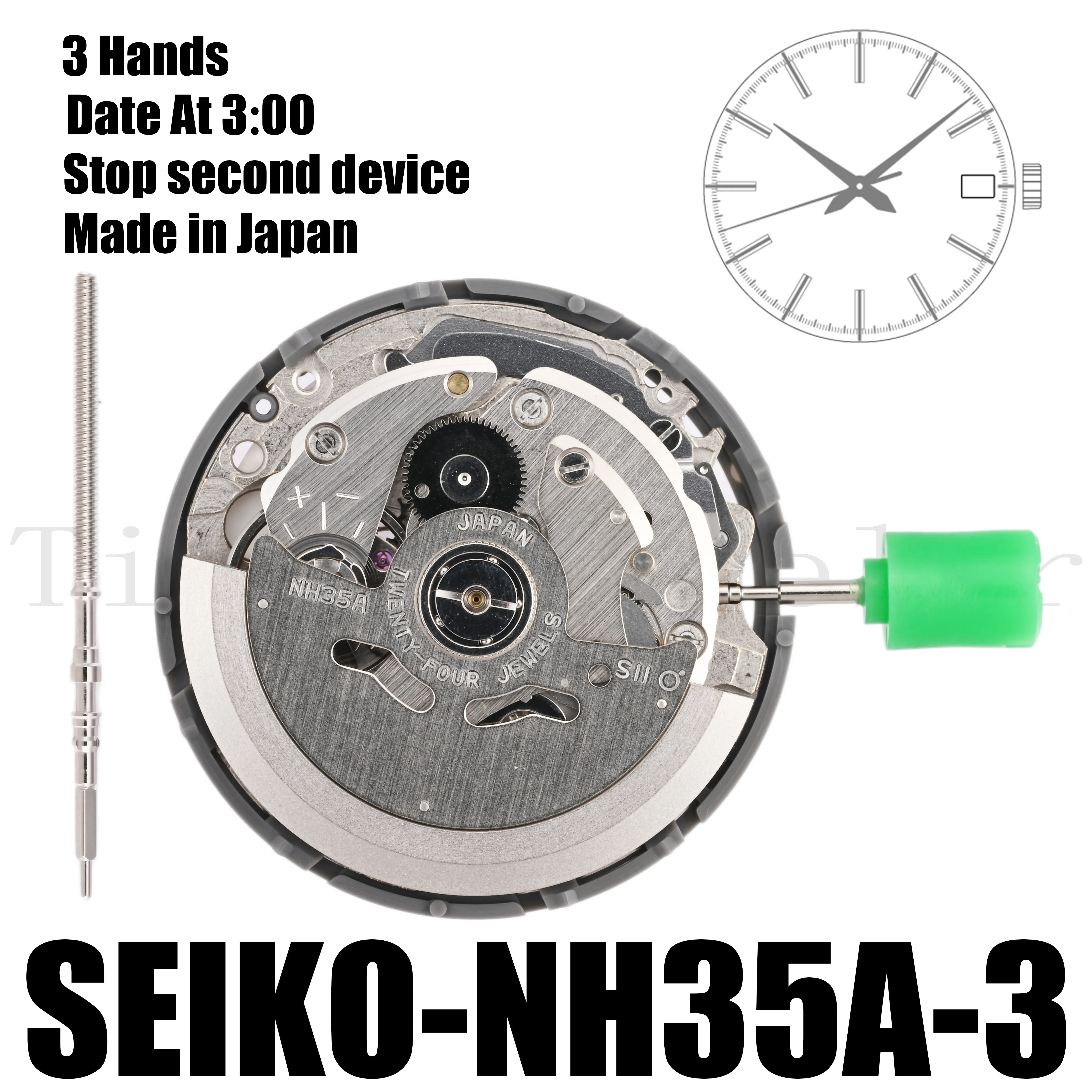 NH35 Movement SEIKO SII NH35A Movement Automatic Mechanical Movement 3 Hands Sweep second Date At 3:00 Japanese assembled