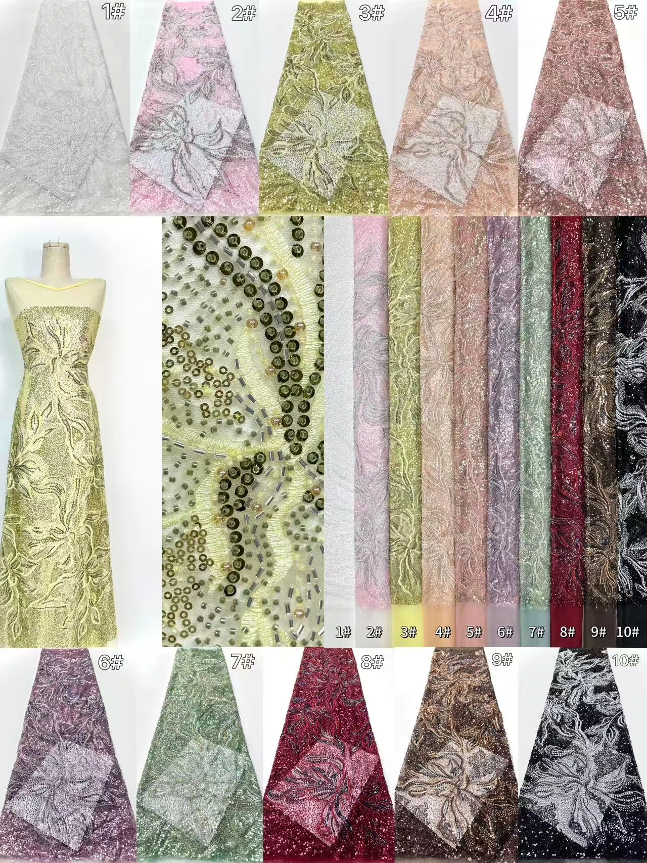 5 metri tessuto di pizzo nigeriano di alta qualità tulle di lusso africano francese tessuto di pizzo in rilievo abito da sposa per le donne cucito TP1476