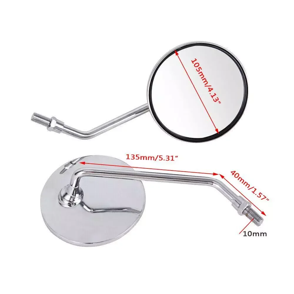 2Pcs/Pair Motorcycle Rearview Mirror Scooter E-Bike Rear View Mirrors Back Side Convex Mirror 10mm Round Universial