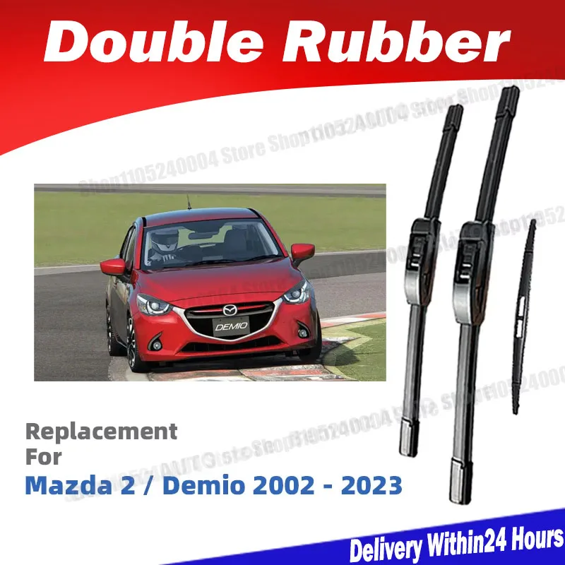 For Mazda 2 Demio 2002 2007 2012 2013 2016 2017 2018 2019 2023 LHD Front Rear Windshield Wiper Blades Windscreen Accessories