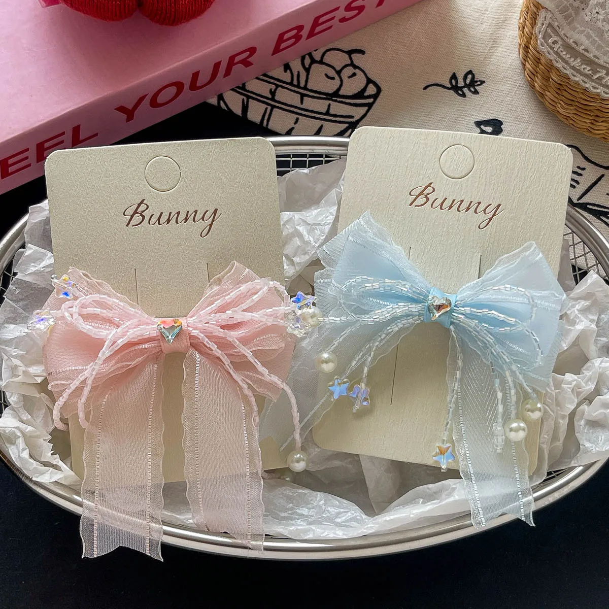 Korean Tassel Streamer Bow Hairpin Sweet Girl Hair Clip Barrettes Headwear Hairpin Bangs Side Clip Children's Hair Accessories