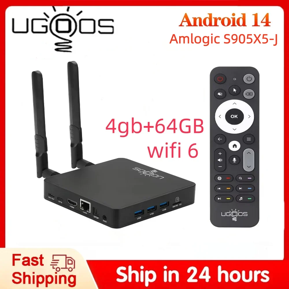New Ugoos AM9 PRO Smart TV Box Android 14 Amlogic S905x5-J LPDDR5 4GB 64GB WiFi 6 BT5.3 1000M LAN 4K Set Top Box Media Player