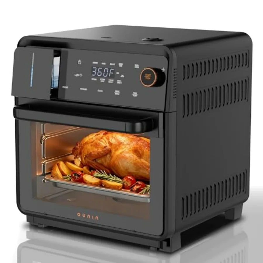 

11-in-1 Countertop Air Fryer Toaster Oven Combo with Convection Steam Dual Cook Bake Roast Dehydrate 90430F Self-Cleaning 16qt