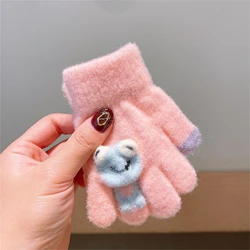 Winter Children's Gloves for Girls and Boys 1-3 Years Old Knitted Cute Cartoon Rabbit Baby Five Finger Cold and Warm Gloves