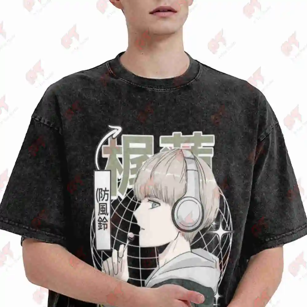 Wind Breaker Ren Kaji Aesthetic Vintage Washed Tee Pure Cotton T-Shirt