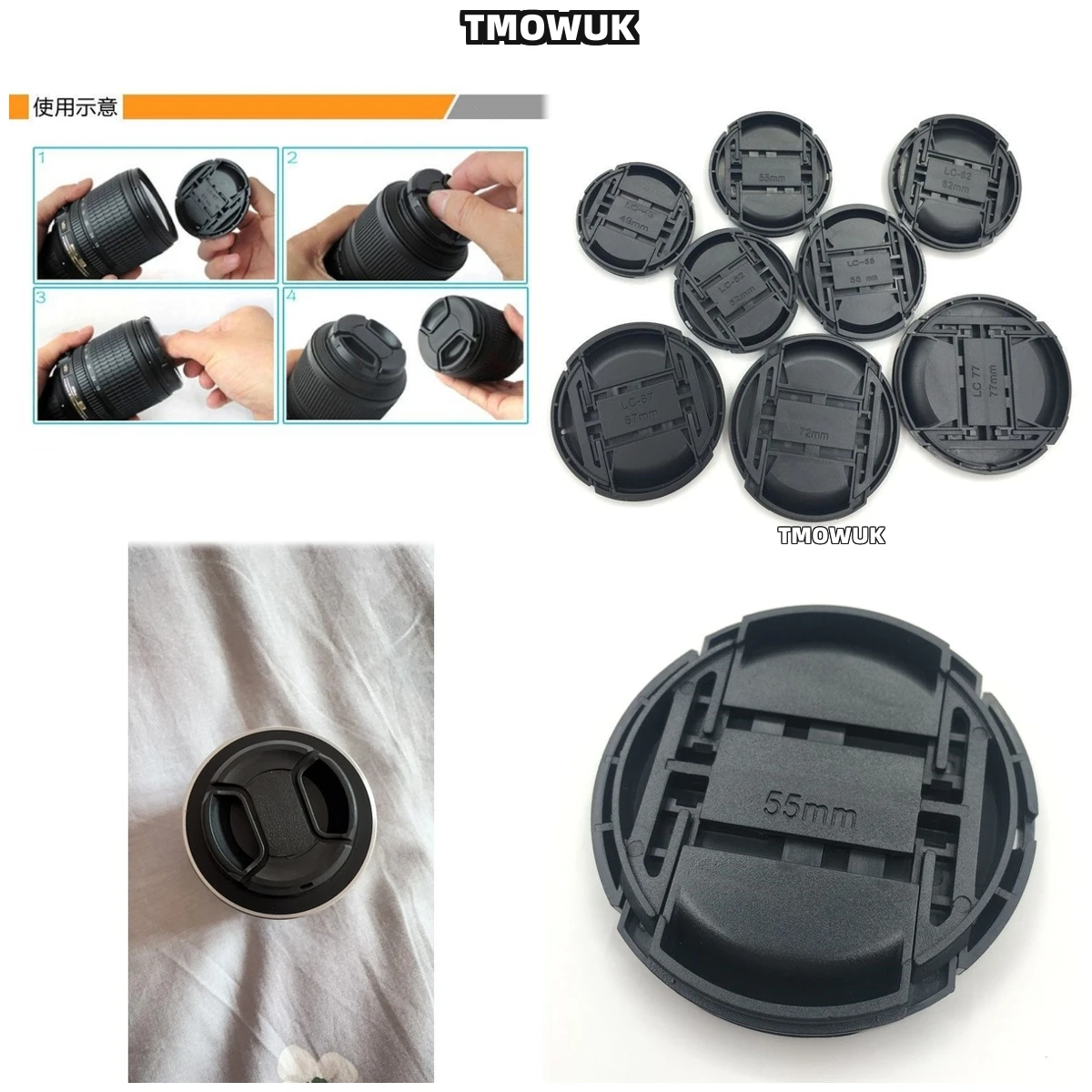 

For OLYMPUS PEN E-PM12345678910 E-M1 510 OM E-500 Camera Lens Cap Protective Cover Center Pinch Snap-on 49mm 52 55 58 62 67 72