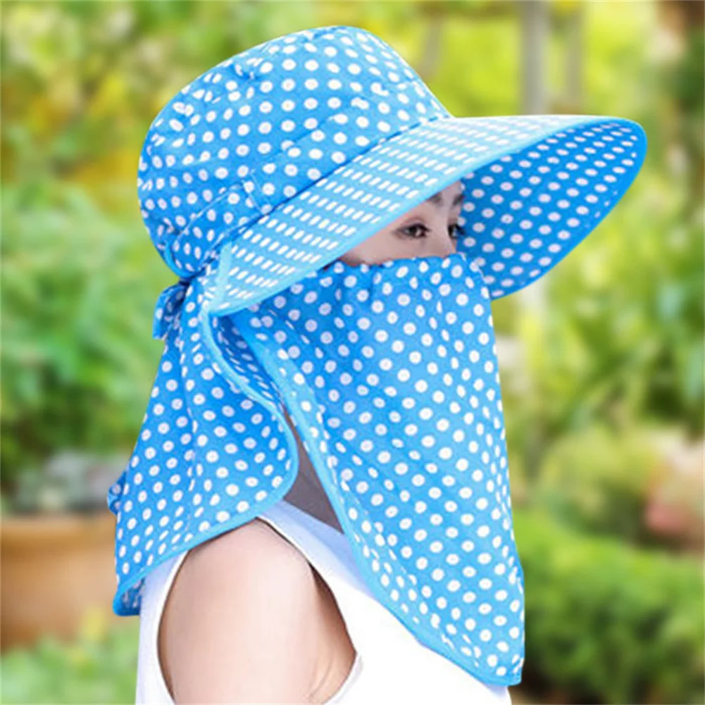 Sunscreen Hat Anti-uv Windproof Outdoor Cycling Tea Picking Bucket Cap With Face Covering Mask