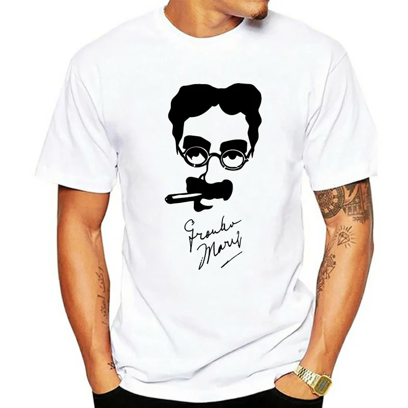 2019 Cool Groucho Marx Autograph T-Shirt 100% Cotton Brothers Chico  Tee