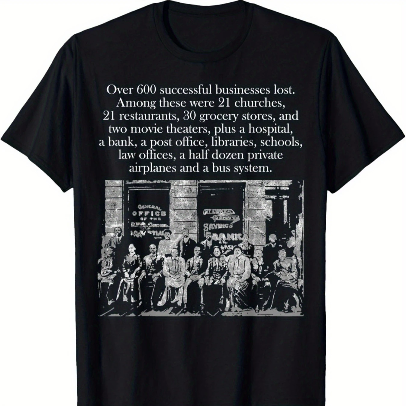 Retro African American Business Greenwood Tulsa Black History T-Shirt 100% Cotton O-Neck Short Sleeve Summer Casual Mens T-shirt