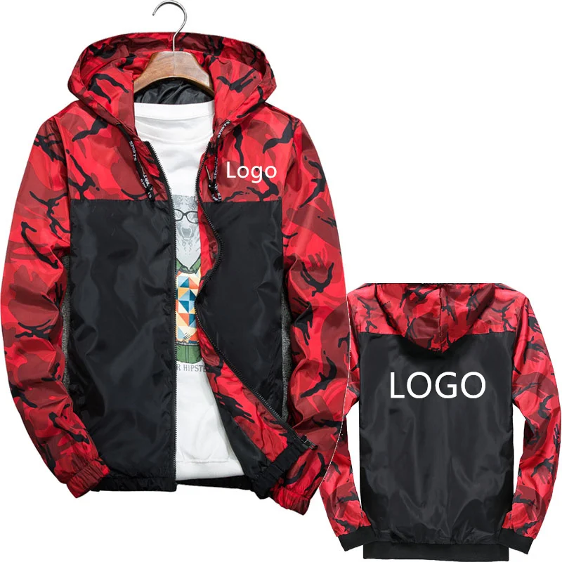 Spring Autumn Customizable logo Camouflage Jacket windproof waterproof Outdoor Men's Hooded jacket Customize your own pattern