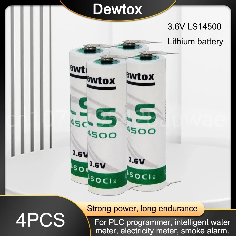 Batterie au lithium avec broches, 3.6V LS14500 ER14affair TL5104, équipement PLC, machine CNC, compteur de gaz, primaire 24.com, 4 pièces