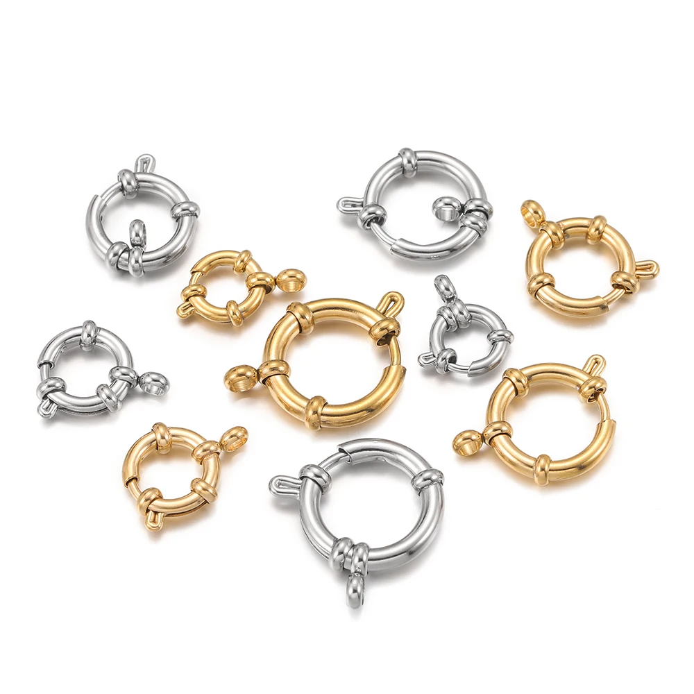 

2pcs Stainless Steel Spring Clasps 10-18mm Round Sailor Clasp Bracelet Connector DIY Clavicle Necklace Supplies Jewelry Findings