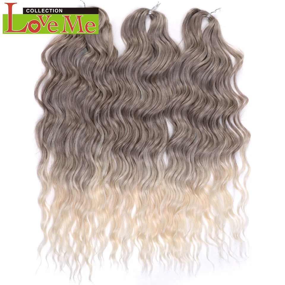 LOVE ME 24 Zoll 300g Synthetisches Haar Wasserwellen-Flechthaarverlängerungen Ombre Regenbogenfarben Tiefe Wellen Twist Häkelhaar – Detail 16