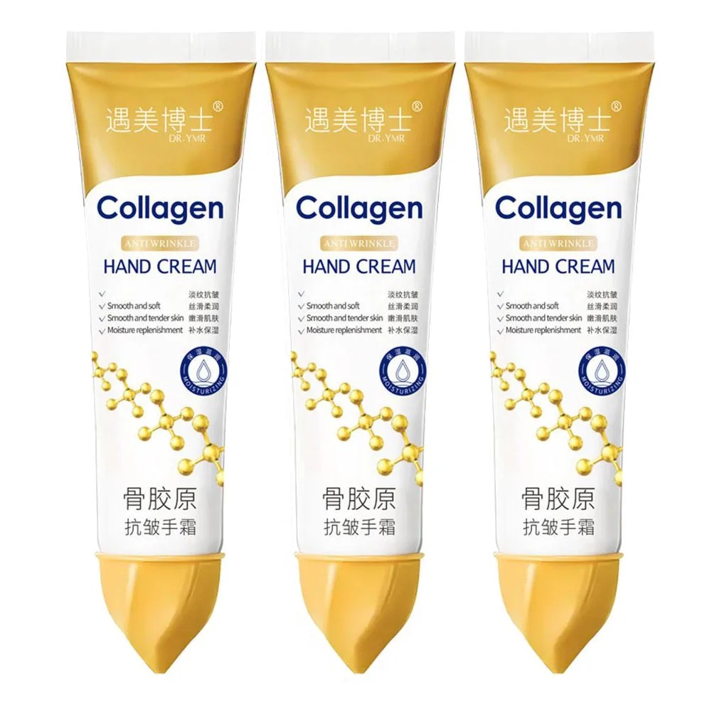 3PCs Collagen Anti-wrinkle Hand Cream Moisturizing Nourishing Exfoliating Calluses Removal Gel Repair Dry Cracked Hands Skincare