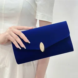 2023 New Red Bridal Wedding Bags Velvet Clutches Vintage Square Purse Chain Shoulder Bags Luxury Banquet Bags Blue Envelope Prom