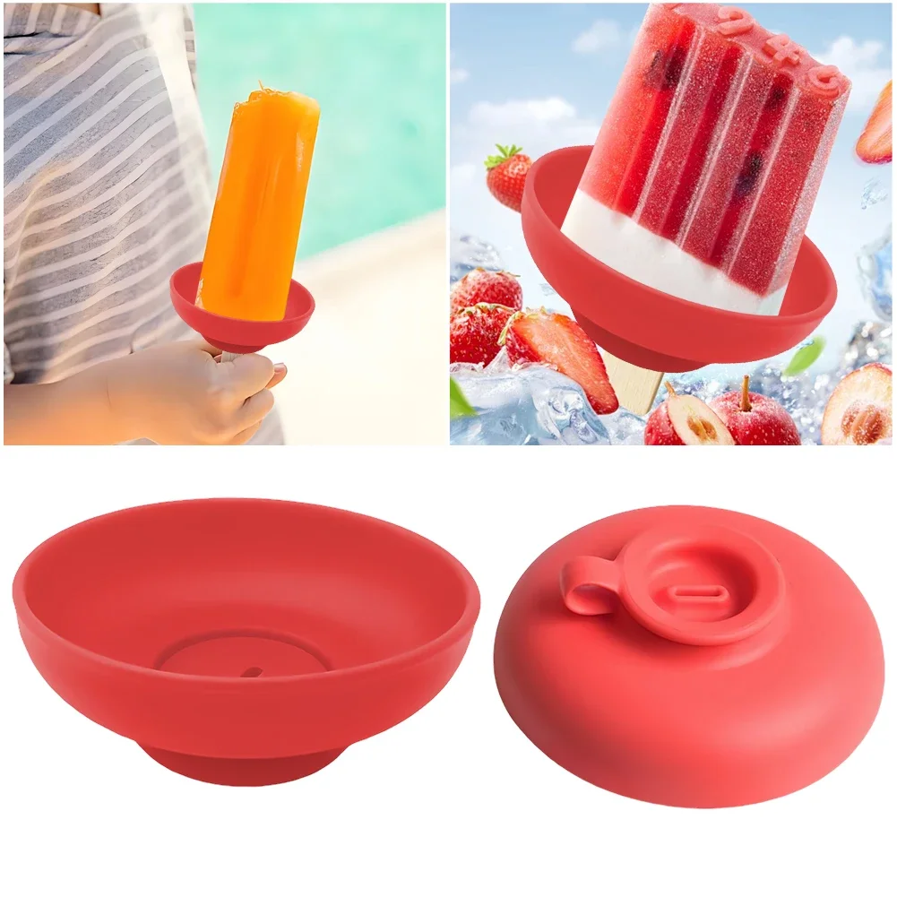Colorful Drip Free Popsicle Holder Silicone Freeze Ice Popsicle Holders Reusable Mess-Free Anti-drip Ice Cream Tray For Kids